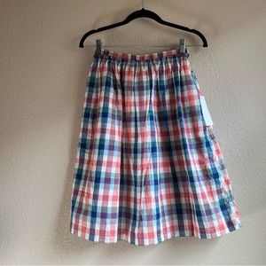 NWT ModCloth Some Saturday Soiree A-Line Orange Blue Madras Skirt